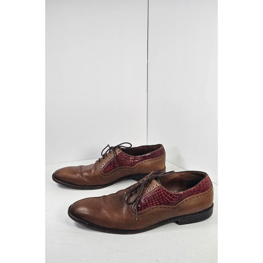Belvedere Mens Alligator Wingtip Oxford Leather Dress‎ Shoes 10.5 D